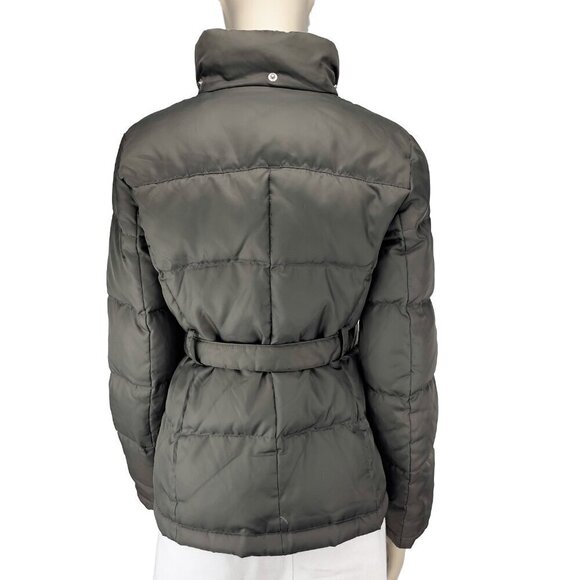 ESPRIT COLLECTION Quilted Down Feather Winter Puffer Belted Green Coat Size 4 - Picture 5 of 12